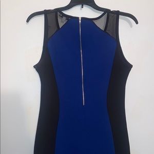 Wilde Blue and Black Sleeveless Fitted Midi Dress